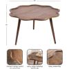 imageKate and Laurel Alezar MidCentury Modern Wavy Round Coffee Table 30 x 30 x 18 Walnut Brown Transitional Scalloped Circle Living Room Table with Solid Mango Wood Construction and Tapered Legs