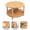 imageKate and Laurel Rafina Coastal Round Rattan Coffee Table 28 x 28 x 18 Natural Brown Transitional Boho Circle Woven Rattan Living Room Coffee Table with Storage Shelf Below