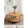 imageKate and Laurel Rafina Coastal Round Rattan Coffee Table 28 x 28 x 18 Natural Brown Transitional Boho Circle Woven Rattan Living Room Coffee Table with Storage Shelf Below