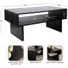 imageKate and Laurel Torroba Modern Ribbed Rectangle Coffee Table with Storage Shelf 36 x 20 x 16 Black Transitional Rectangular Living Room Table with Extra Storage and Mango Wood ConstructionBlack