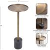 imageKate and Laurel Vanora Modern Metal and Marble Drink Table 10 x 10 x 24 Antique Brass and Black Marble Transitional Round Mini Table with Marble Base for Plant Stand Indoors or Bathtub AccentBlackGold