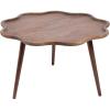 imageKate and Laurel Alezar MidCentury Modern Wavy Round Coffee Table 30 x 30 x 18 Walnut Brown Transitional Scalloped Circle Living Room Table with Solid Mango Wood Construction and Tapered Legs
