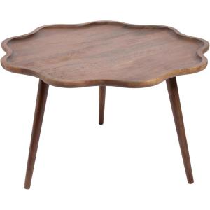 imageKate and Laurel Alezar MidCentury Modern Wavy Round Coffee Table 30 x 30 x 18 Walnut Brown Transitional Scalloped Circle Living Room Table with Solid Mango Wood Construction and Tapered Legs