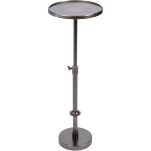 imageKate and Laurel Engles Traditional AdjustableHeight Pedestal Drink Table 10 x 10 x 30 Polished Brass Vintage Round Living Room Pedestal Table for Indoor Plant Stand with Protective Tabletop LipPewter