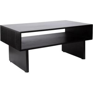 imageKate and Laurel Torroba Modern Ribbed Rectangle Coffee Table with Storage Shelf 36 x 20 x 16 Black Transitional Rectangular Living Room Table with Extra Storage and Mango Wood ConstructionBlack