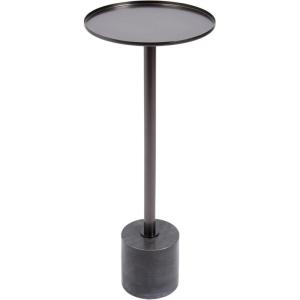 imageKate and Laurel Vanora Modern Metal and Marble Drink Table 10 x 10 x 24 Antique Brass and Black Marble Transitional Round Mini Table with Marble Base for Plant Stand Indoors or Bathtub AccentPewterBlack