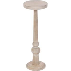imageKate and Laurel Wegner Traditional Wooden Round Drink Table 12 x 12 x 30 Light Natural Wood Elegant and Durable Mango Wood Pedestal Table for Use as Indoor Plant Stand or Useful Living Room DecorWhite