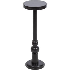 imageKate and Laurel Wegner Traditional Wooden Round Drink Table 12 x 12 x 30 Light Natural Wood Elegant and Durable Mango Wood Pedestal Table for Use as Indoor Plant Stand or Useful Living Room DecorBlack