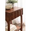 imageKate and Laurel Archvale Modern Mango Wood Side Table with Storage Drawer 18 x 14 x 24 Walnut Brown Transitional Carved Wood End Table with Drawer and Bonus Shelf Below for Bedroom Nightstand