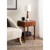 imageKate and Laurel Archvale Modern Mango Wood Side Table with Storage Drawer 18 x 14 x 24 Walnut Brown Transitional Carved Wood End Table with Drawer and Bonus Shelf Below for Bedroom Nightstand