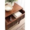 imageKate and Laurel Archvale Modern Mango Wood Side Table with Storage Drawer 18 x 14 x 24 Walnut Brown Transitional Carved Wood End Table with Drawer and Bonus Shelf Below for Bedroom Nightstand