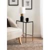 imageKate and Laurel Catriona Modern Glam Metal Skinny Side Table 19 x 11 x 24 Black and Gold Rectangular Slim Living Room End Table with Geometric Base for Use as Bedroom Accent or Entryway DecorBlack