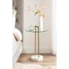 imageKate and Laurel Cerullo Modern Round Glass Side Table with Marble Base 16 x 16 x 24 Antique Brass and Black Marble Glam Circle End Table for Use as Indoor Plant Stand or Bedroom NightstandWhiteGold