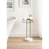 imageKate and Laurel Cerullo Modern Round Glass Side Table with Marble Base 16 x 16 x 24 Antique Brass and Black Marble Glam Circle End Table for Use as Indoor Plant Stand or Bedroom NightstandWhiteGold