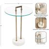 imageKate and Laurel Cerullo Modern Round Glass Side Table with Marble Base 16 x 16 x 24 Antique Brass and Black Marble Glam Circle End Table for Use as Indoor Plant Stand or Bedroom NightstandWhiteGold