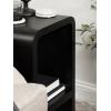imageKate and Laurel Reddy Modern Arched Wood Side Table 16 x 12 x 24 Walnut Brown Transitional TwoTier End Table for Use as a Bedroom Nightstand or Small Record Player StandBlack