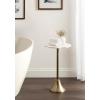 imageKate and Laurel Sanzo Modern Round Side Table 14 x 14 x 24 White Marble and Antique Brass Decorative Circle End Table with Scalloped Marble Tabletop for Indoor Plant Stand or Bedroom NightstandGold