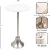 imageKate and Laurel Sanzo Modern Round Side Table 14 x 14 x 24 White Marble and Antique Brass Decorative Circle End Table with Scalloped Marble Tabletop for Indoor Plant Stand or Bedroom NightstandSilver