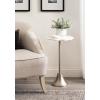 imageKate and Laurel Sanzo Modern Round Side Table 14 x 14 x 24 White Marble and Antique Brass Decorative Circle End Table with Scalloped Marble Tabletop for Indoor Plant Stand or Bedroom NightstandSilver