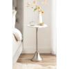 imageKate and Laurel Sanzo Modern Round Side Table 14 x 14 x 24 White Marble and Antique Brass Decorative Circle End Table with Scalloped Marble Tabletop for Indoor Plant Stand or Bedroom NightstandSilver