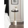imageKate and Laurel Shorrock Round Mango Wood Side Table 12 x 12 x 24 Black Gold and White Marble Modern Pedestal End Table with Marble Base for Bedroom Nightstand or Living Room Plant StandBlackGold