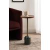 imageKate and Laurel Shorrock Round Mango Wood Side Table 12 x 12 x 24 Black Gold and White Marble Modern Pedestal End Table with Marble Base for Bedroom Nightstand or Living Room Plant StandWalnut BrownGold