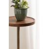 imageKate and Laurel Shorrock Round Mango Wood Side Table 12 x 12 x 24 Black Gold and White Marble Modern Pedestal End Table with Marble Base for Bedroom Nightstand or Living Room Plant StandWalnut BrownGold