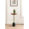 imageKate and Laurel Shorrock Round Mango Wood Side Table 12 x 12 x 24 Black Gold and White Marble Modern Pedestal End Table with Marble Base for Bedroom Nightstand or Living Room Plant StandWalnut BrownGold