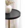 imageKate and Laurel Shorrock Round Mango Wood Side Table 12 x 12 x 24 Black Gold and White Marble Modern Pedestal End Table with Marble Base for Bedroom Nightstand or Living Room Plant StandBlackGold