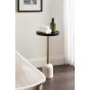 imageKate and Laurel Shorrock Round Mango Wood Side Table 12 x 12 x 24 Black Gold and White Marble Modern Pedestal End Table with Marble Base for Bedroom Nightstand or Living Room Plant StandBlackGold