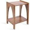 imageKate and Laurel Aarstad Modern Rectangle Mango Wood Side Table 16 x 14 x 22 Walnut Brown MidCentury Arched TwoTier End Table for Use as a Bedroom Nightstand or Living Room Plant Stand