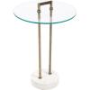imageKate and Laurel Cerullo Modern Round Glass Side Table with Marble Base 16 x 16 x 24 Antique Brass and Black Marble Glam Circle End Table for Use as Indoor Plant Stand or Bedroom NightstandWhiteGold
