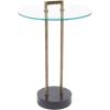 imageKate and Laurel Cerullo Modern Round Glass Side Table with Marble Base 16 x 16 x 24 Antique Brass and Black Marble Glam Circle End Table for Use as Indoor Plant Stand or Bedroom NightstandBlackGold