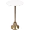imageKate and Laurel Sanzo Modern Round Side Table 14 x 14 x 24 White Marble and Antique Brass Decorative Circle End Table with Scalloped Marble Tabletop for Indoor Plant Stand or Bedroom NightstandGold
