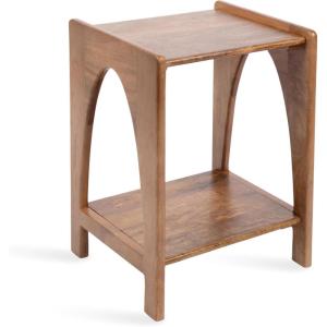 imageKate and Laurel Aarstad Modern Rectangle Mango Wood Side Table 16 x 14 x 22 Walnut Brown MidCentury Arched TwoTier End Table for Use as a Bedroom Nightstand or Living Room Plant Stand