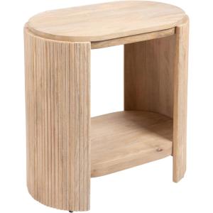 imageKate and Laurel Cakora Modern Capsule Ribbed Mango Wood Side Table 22 x 13 x 22 Walnut Brown MidCentury Decorative TwoTier End Table for Use as a Bedroom Nightstand or Living Room Plant StandNatural