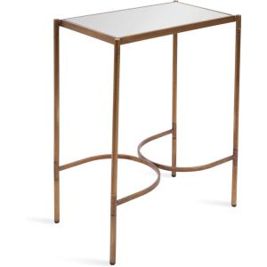 imageKate and Laurel Catriona Modern Glam Metal Skinny Side Table 19 x 11 x 24 Black and Gold Rectangular Slim Living Room End Table with Geometric Base for Use as Bedroom Accent or Entryway DecorGold