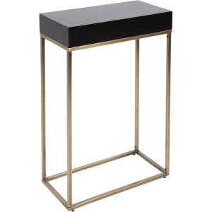 imageKate and Laurel Karlsen Modern Wood and Metal Narrow Side Table 16 x 8 x 24 Black and Antique Brass Minimal Slim End Table for Use as Bedroom Nightstand or Accent Entryway or Living Room DecorGoldBlack