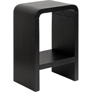 imageKate and Laurel Reddy Modern Arched Wood Side Table 16 x 12 x 24 Walnut Brown Transitional TwoTier End Table for Use as a Bedroom Nightstand or Small Record Player StandBlack