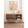 imageKate and Laurel Locklear MidCentury Modern Console Table with Storage 38 x 14 x 25 Natural Dorm Wooden Console with Three Storage Shelves for Entryway Decor or Living Room Entertainment CenterNatural