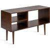 imageKate and Laurel Locklear MidCentury Modern Console Table with Storage 38 x 14 x 25 Natural Dorm Wooden Console with Three Storage Shelves for Entryway Decor or Living Room Entertainment CenterWalnut Brown