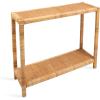 imageKate and Laurel Rafina Coastal Rattan Rectangle Console Table 36 x 12 x 30 Natural Brown Decorative Tiered Rectangle Entryway Table with Wrapped Rattan Detailing for Use as Living Room