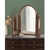 imageKate and Laurel Amoli Modern Mango Wood Arched Tri Fold Mirror 32 x 28 Walnut Brown Decorative ThreePiece Folding Arch Mirror for Tabletop Makeup Station or Bathroom Vanity Setup