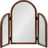 imageKate and Laurel Amoli Modern Mango Wood Arched Tri Fold Mirror 32 x 28 Walnut Brown Decorative ThreePiece Folding Arch Mirror for Tabletop Makeup Station or Bathroom Vanity Setup