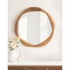 imageKate and Laurel Hera Modern Mango Wood Irregular Round Mirror 26 Inch Diameter Natural Wood Decorative Wavy Circle Bathroom Mirror with Solid Wood Design for Bathroom Vanity Decor or Entryway Decor
