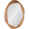 imageKate and Laurel Hera Modern Mango Wood Irregular Round Mirror 26 Inch Diameter Natural Wood Decorative Wavy Circle Bathroom Mirror with Solid Wood Design for Bathroom Vanity Decor or Entryway Decor