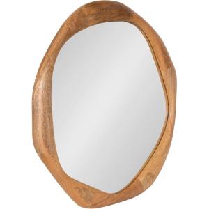 imageKate and Laurel Hera Modern Mango Wood Irregular Round Mirror 26 Inch Diameter Natural Wood Decorative Wavy Circle Bathroom Mirror with Solid Wood Design for Bathroom Vanity Decor or Entryway Decor