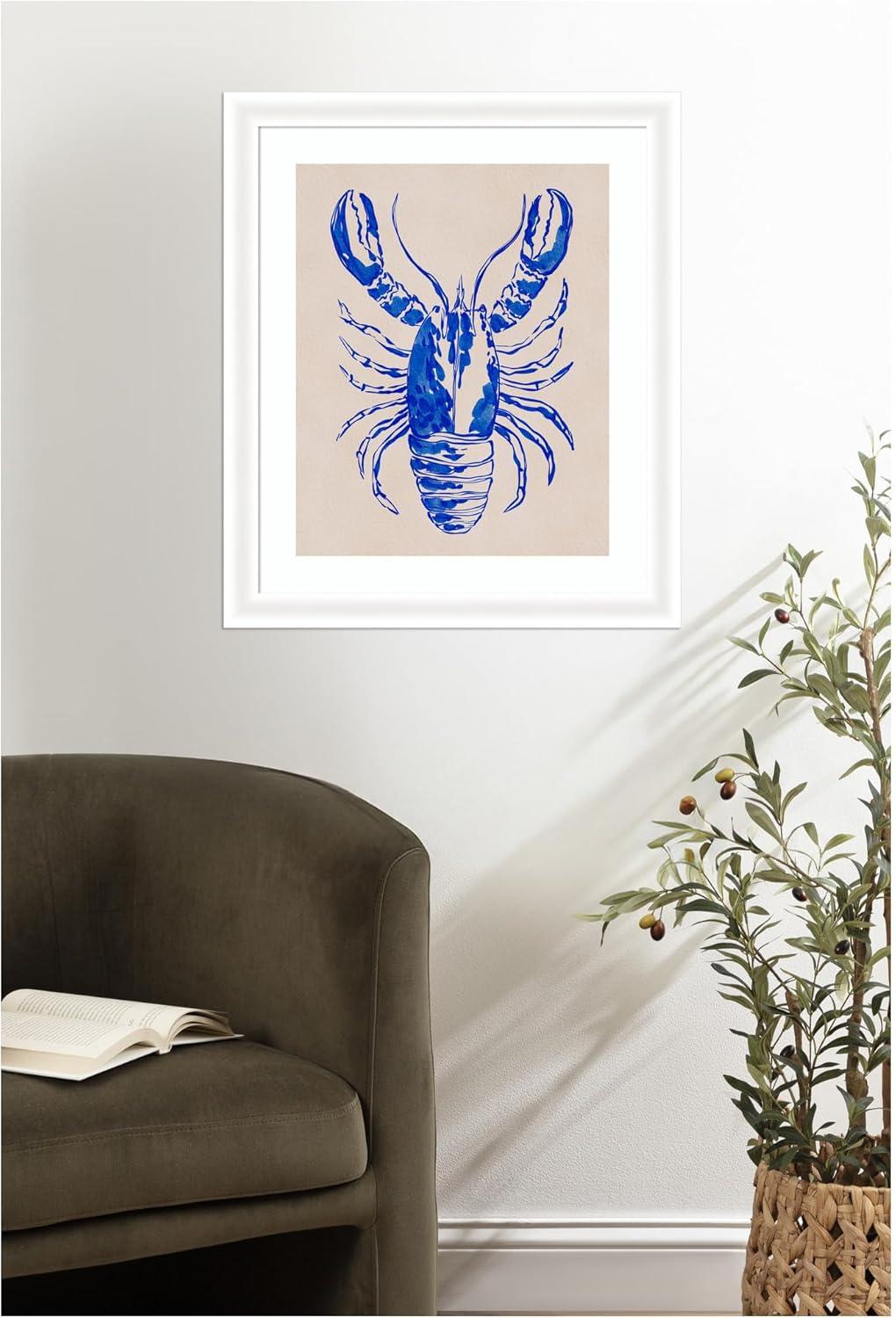 imageKate and Laurel Framed Wall Art Print Lobster by Nikita Jariwala 35 x 43 Oliver White Narrow Frame Coastal Animals Beach Art for Wall Decor27L x 23W