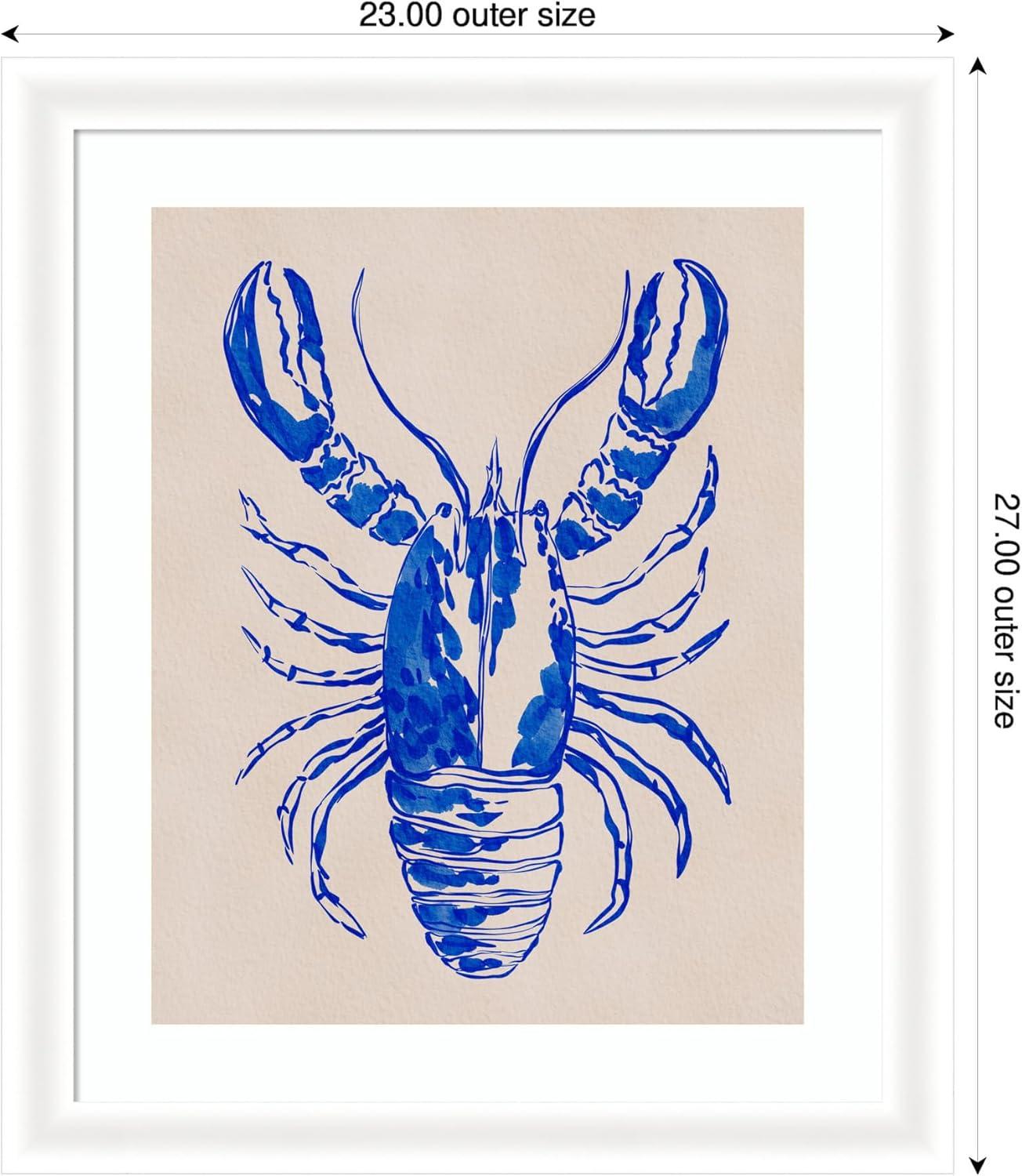 imageKate and Laurel Framed Wall Art Print Lobster by Nikita Jariwala 35 x 43 Oliver White Narrow Frame Coastal Animals Beach Art for Wall Decor27L x 23W