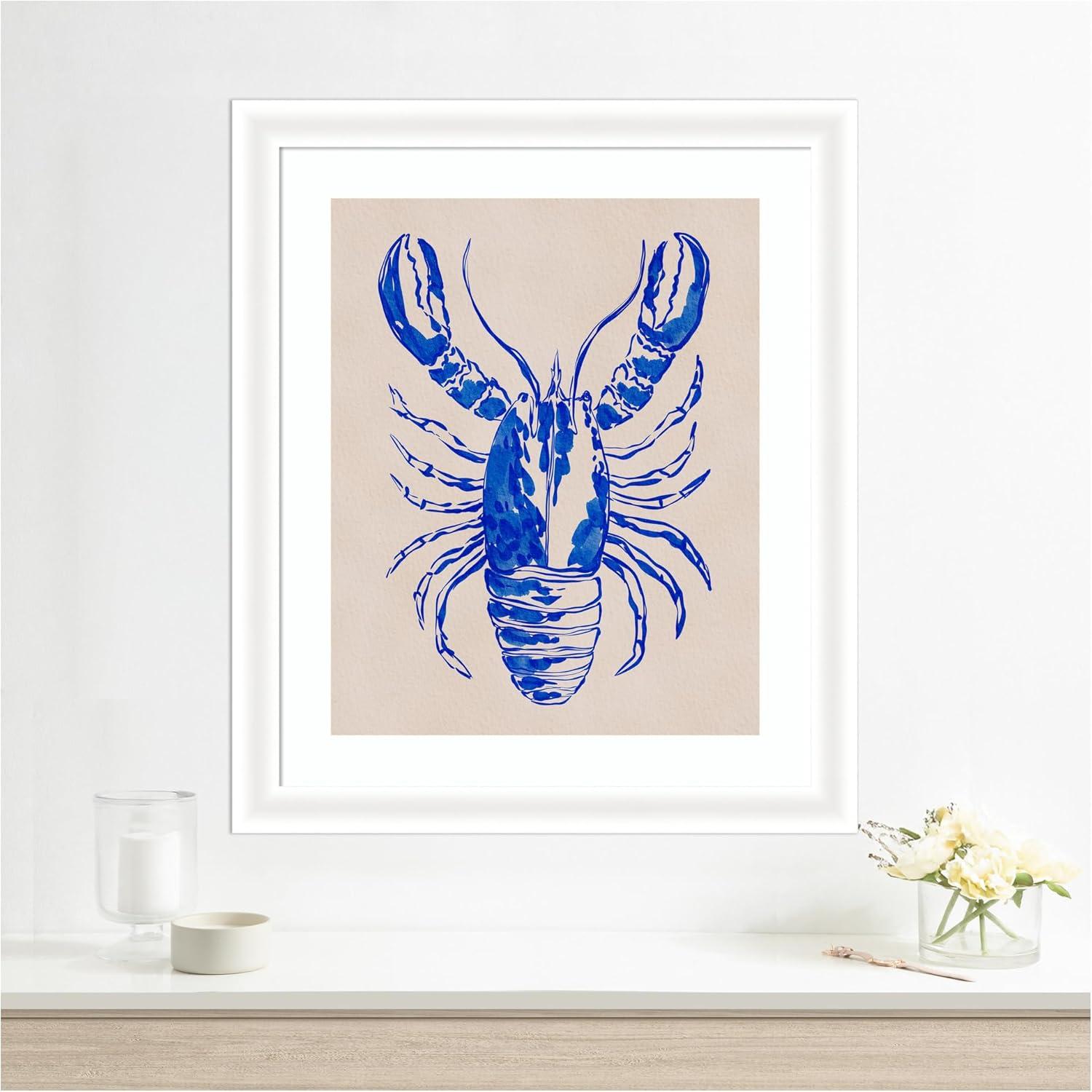 imageKate and Laurel Framed Wall Art Print Lobster by Nikita Jariwala 35 x 43 Oliver White Narrow Frame Coastal Animals Beach Art for Wall Decor27L x 23W